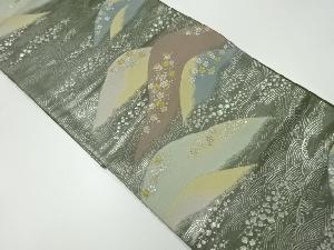 リサイクル　山並みに花・箔散らし模様織出し袋帯